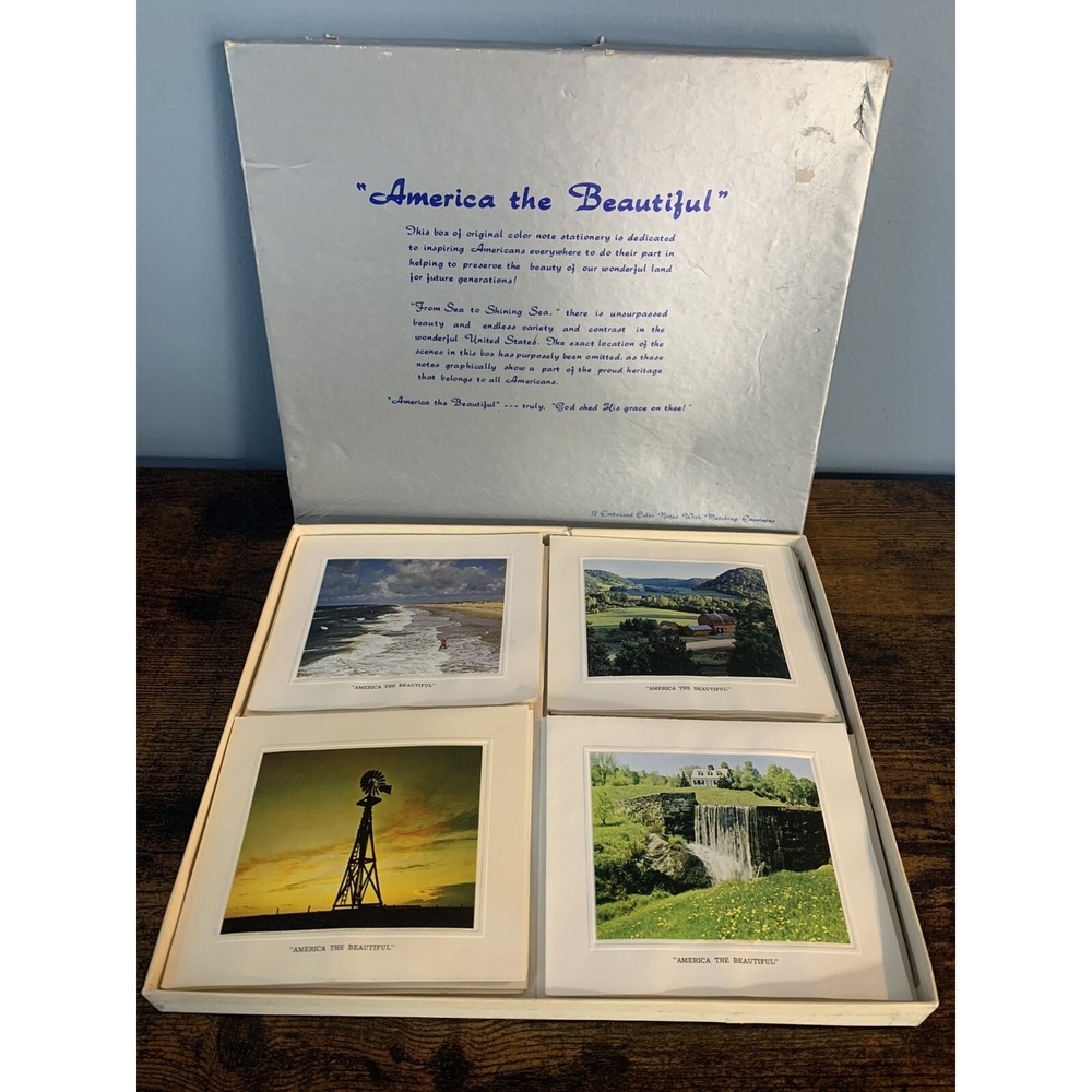 America The Beautiful Color Photograph Note Card Set Vintage 12 Cards